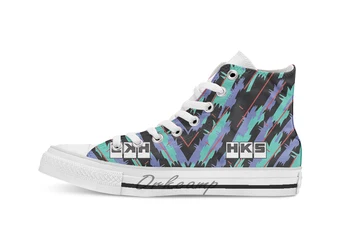 

HKS Retro Pattern breathable Casual High Top lace-up Canvas shoes sneakers Drop shipping