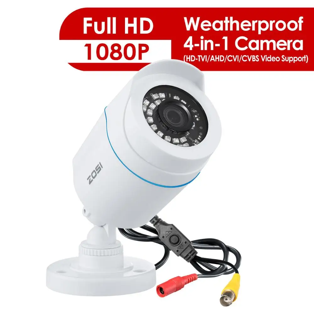 ZOSI 1080P TVI AHD CCTV Водонепроницаемая камера видеонаблюдения для дома аналоговая