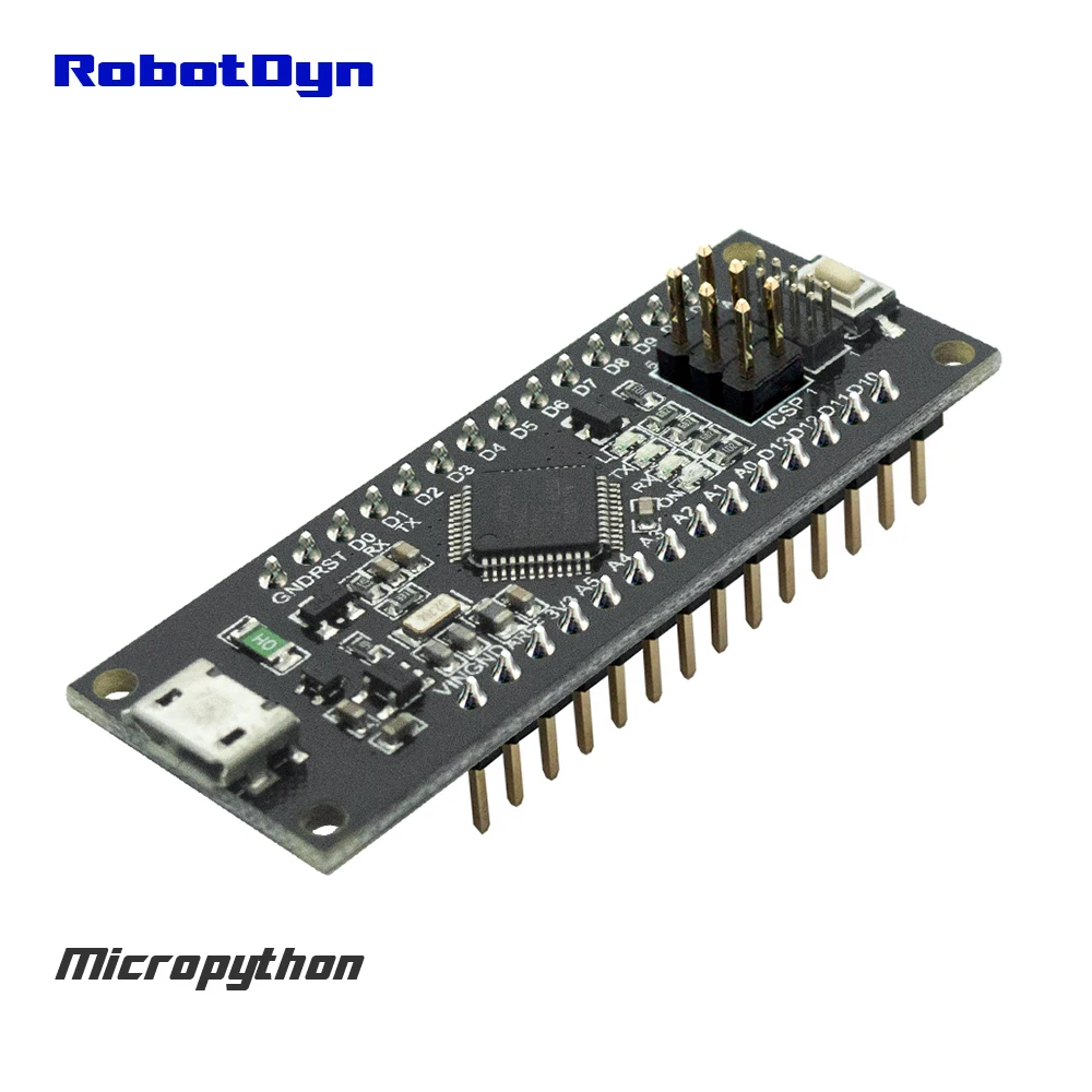 

Micropython SAMD21 M0-Mini. 32-bit ARM Cortex M0 core. Pins soldered. Compatible with Arduino Zero, Arduino M0. Form Mini.