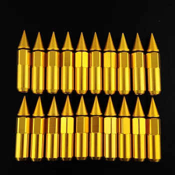 

20PCS Spiked Aluminum Gold Plated Extended Lug For Wheel Rims 90MM Repair