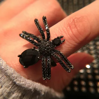 

European and American domineering retro index finger ring national style black spider ring female index finger ring atmospheric