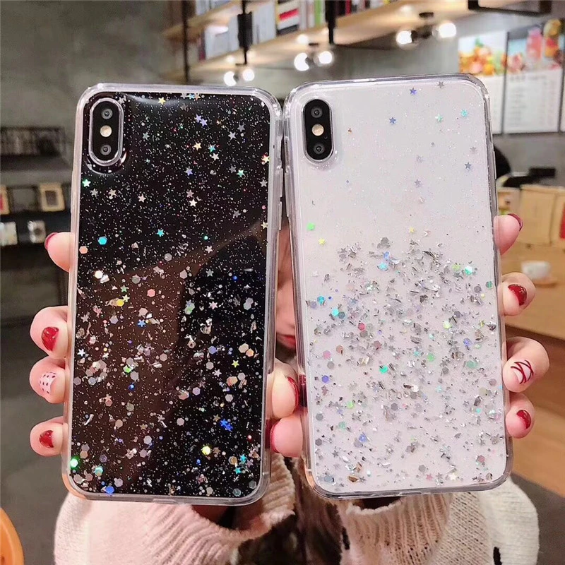 

Luxury Bling Glitter Phone Case For iPhone 7 8 6 6S Plus X XS Max XR 11 Pro Shine Star Sequin Soft TPU Silicone Protective Cover
