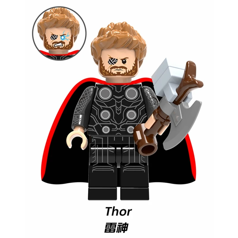 Марвел Тор Локи Железный человек танос Черная Вдова Hawkeye Человек-паук Капитан Америка Мстители 4 Строительные блоки фигурки Детские игрушки - Цвет: Дерево