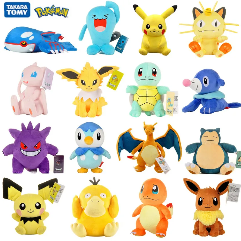 Original Pokemon Anime Figures Pikachu Charmander Eevee Vulpix Kyogre Mew Psyduck Plush Toy Pet Action Model Kids Christmas Gift | Игрушки и