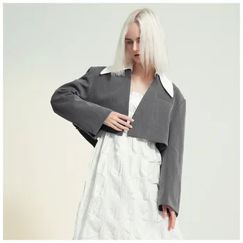 

High quality street style long sleeve unique design cropped coats and jackets women stylish clothing