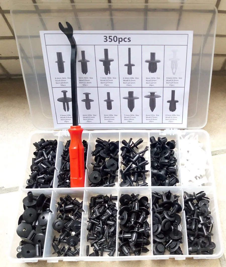 Cena 350 sztuk samochodów Auto pinezka nitowy klips wykończeniowy obudowa panelu wnętrze zestaw HE09 dla Audi BMW Benz Ford Volvo 5