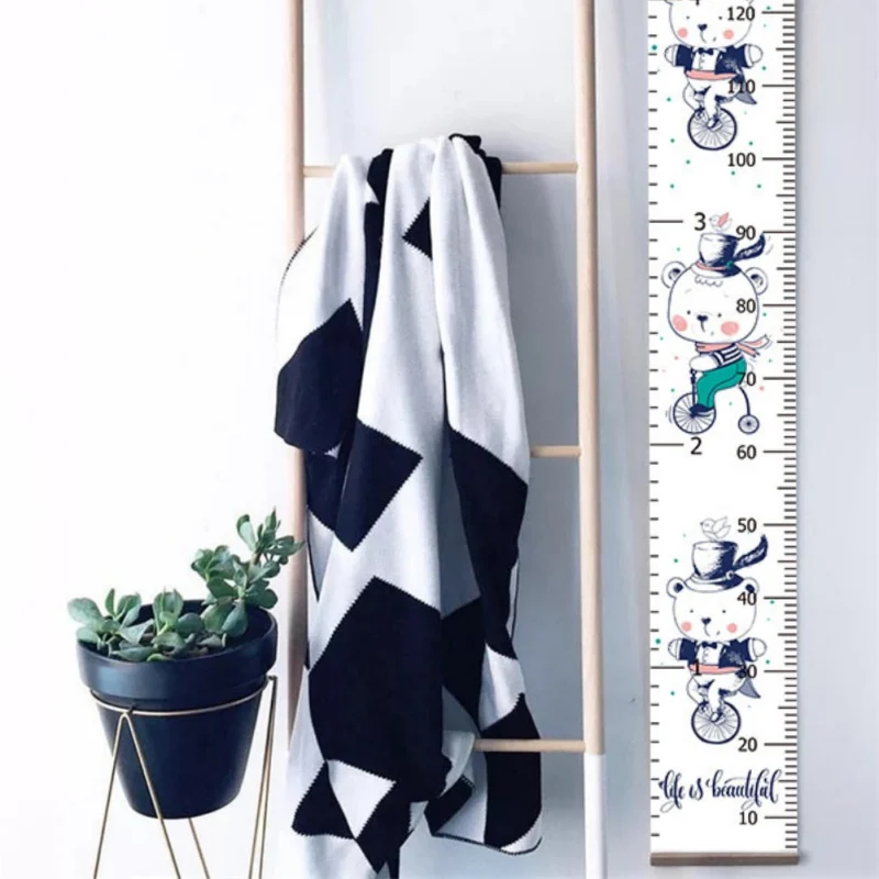 

Cartoon Printed Decorative Growth Chart Wall Measurement Ruler Children Height Record Hanging Canvas Height Ruler For Kids new