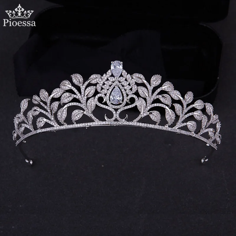

Pioessa Fashionable Princess Zircon Tiaras Sweet 16 Girls Simple Wedding Hair Accessories Women Bridal Crowns Crystals Tiaras