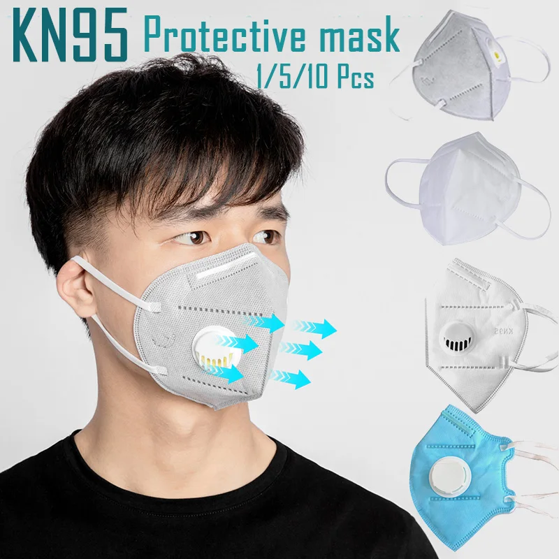 

1/5/10pcs Earband Type Mask Vertical Folding Protective Mask Adult Childs Dustproof Mask Respirator With Breathe Valve Mask