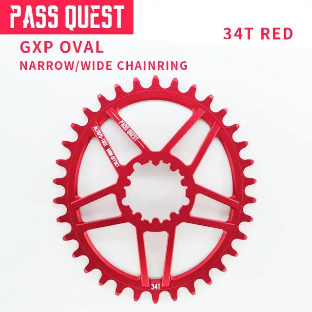 Пасс QUEST SRAM gx xx1 eagle GXP овальная MTB узкая широкая цепь 34T 6mm офсетная велосипедная Звездочка для велосипеда/цепь колеса коленчатого набора - Цвет: Красный