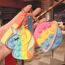 

Unicorn Coin Purse Keychain Push Bubble Simple Dimple Fidget Toys Antistress Bag For Girls Children Toy Birthday Christmas Gift