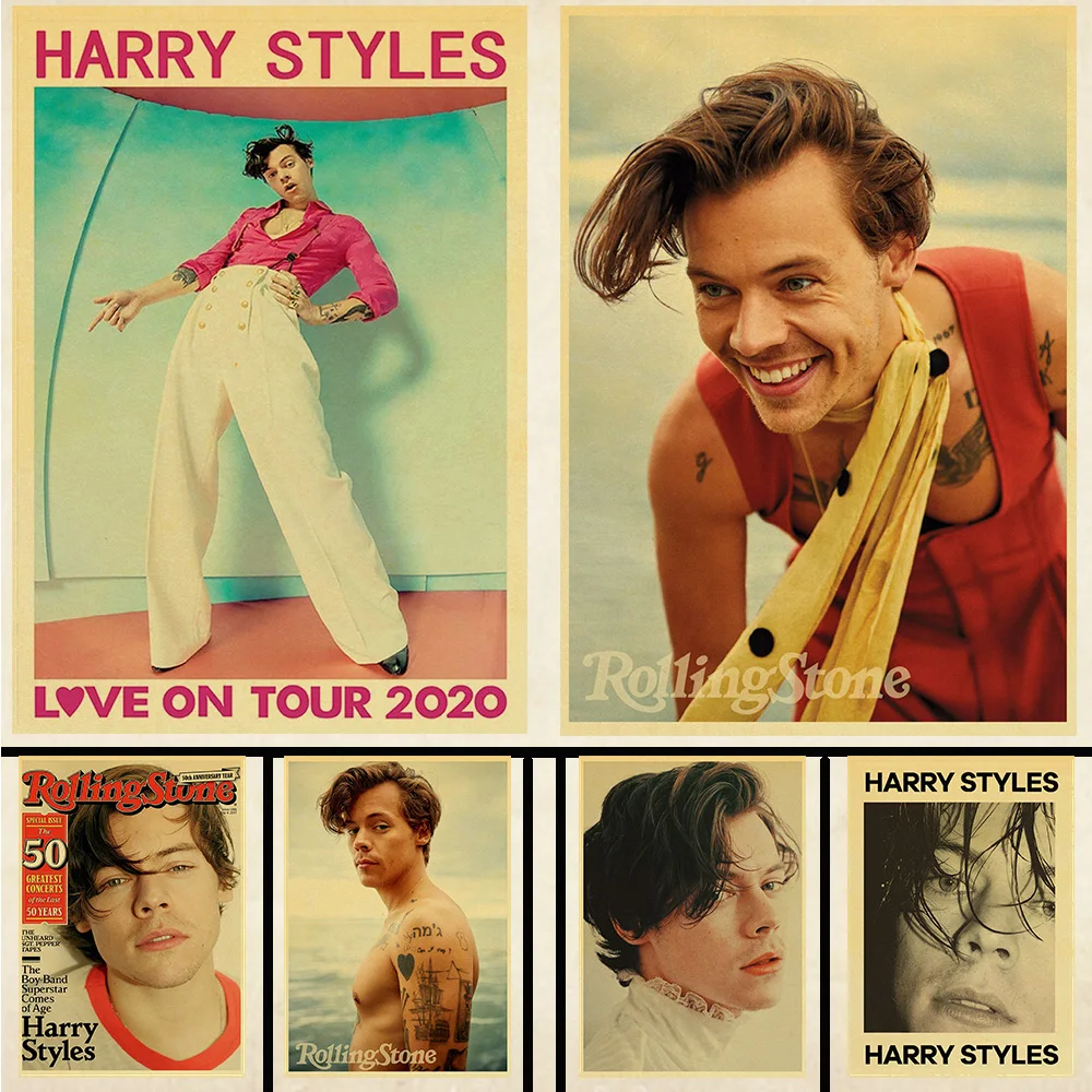 British Hottest Singer Harry Edward Styles Retro Poster Painting Wall Poster Modern Art Poster For Home / Room/Bar Decor