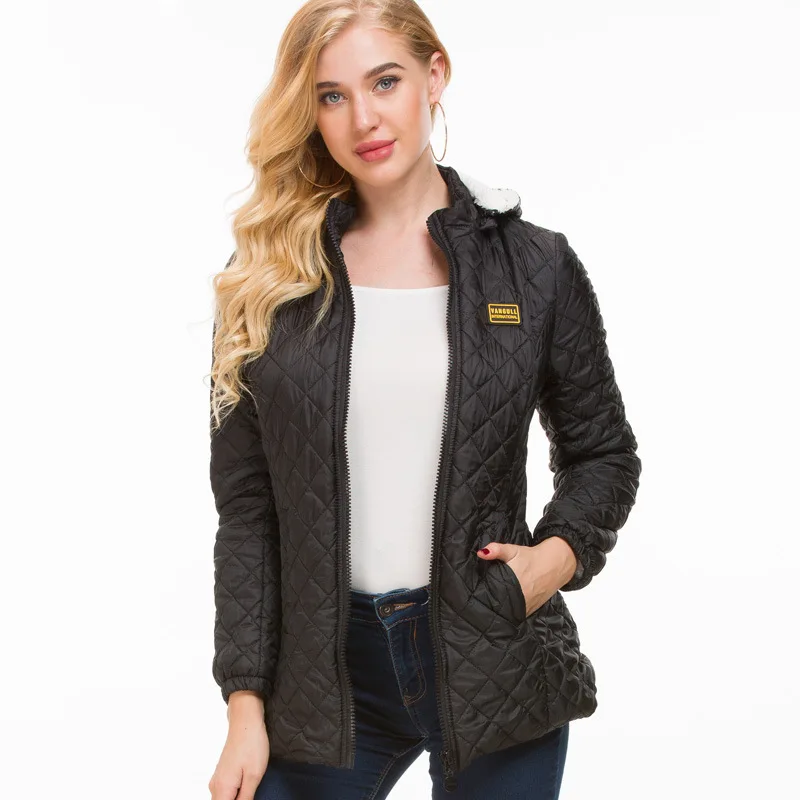 

2019 New Style Solid Color Hooded Mid-length Slim Fit Slimming Cotton Coat WOMEN'S Coat Berber Fleece Cotton-padded Clothes