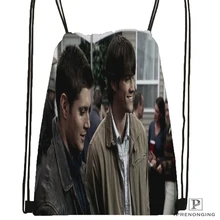 Пользовательские Дин и Сэм сверхъестественная походная сумка на шнурке милый рюкзак для детей(черная спинка) 31x40 см#180531-04-30