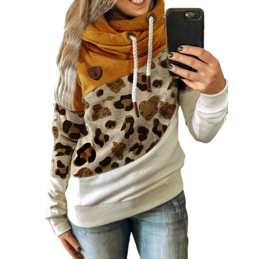 Sudadera con capucha de leopardo para mujer, retales de leopardo 5XL, sudaderas con capucha de manga larga para mujer, tops, jerséis con cordón Harajuku 2020