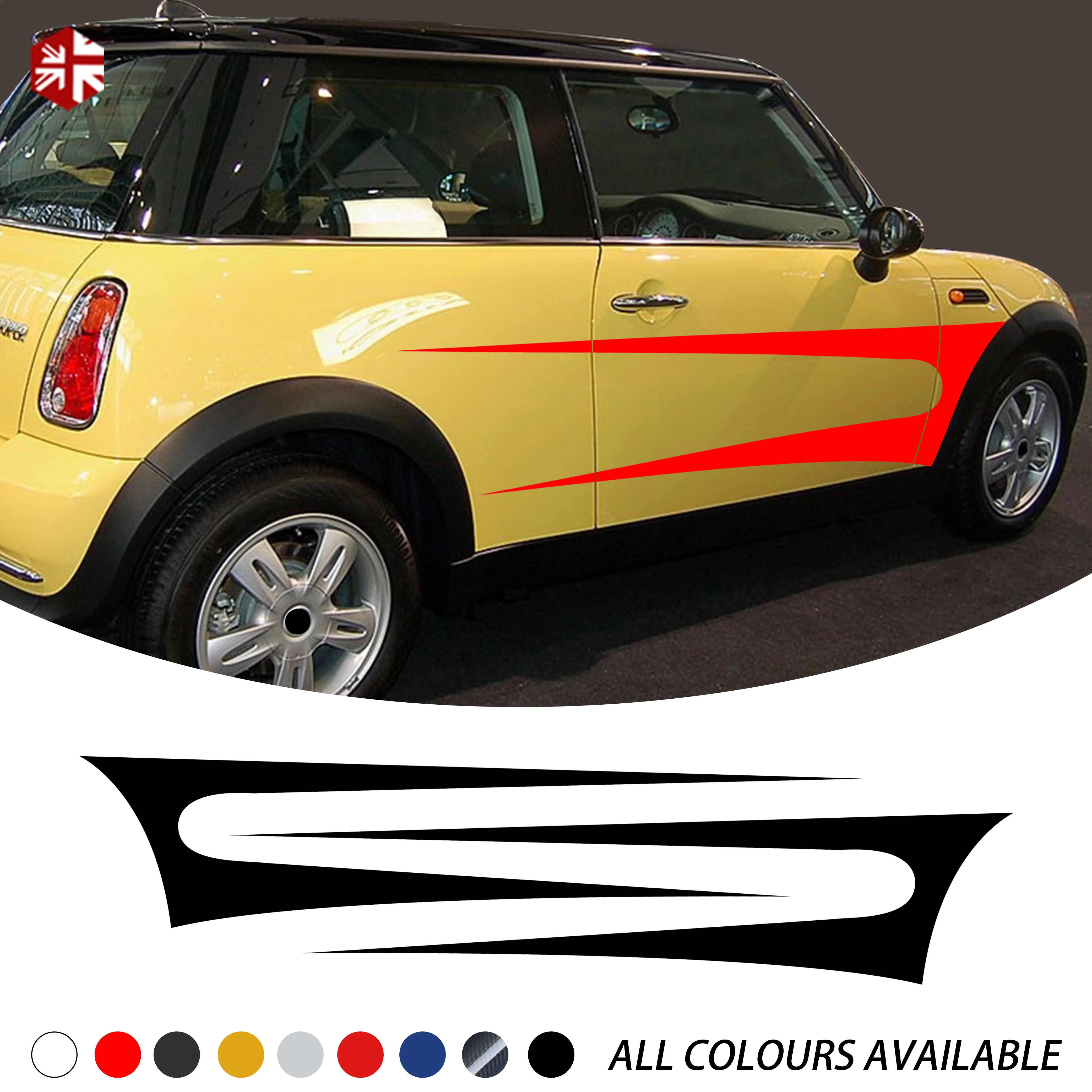 

2X Car Styling Door Side StripeSticker Body Graphics Vinyl Decal For MINI Cooper S R50 R52 R53 One JCW Accessories