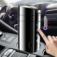 12V 24V Portable Car Electric Cup 350ml Stainless Steel Water Warmer Bottle Car Thermo Mug for Cars LED Display Temperature