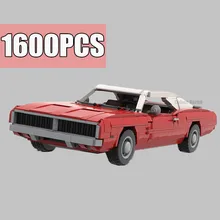 

New Technical 1600PCS Dodged Classic Muscle Car MOC-37066 Chargers Model 1969 Building Blocks Bricks Toys Gift Children Kids