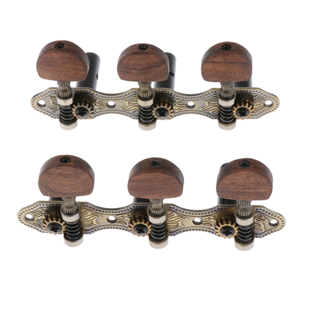 US $21.09 6 Pcs 3R amp 3L Connected Wooden Guitar String Tuning Peg Tuner Machine Head