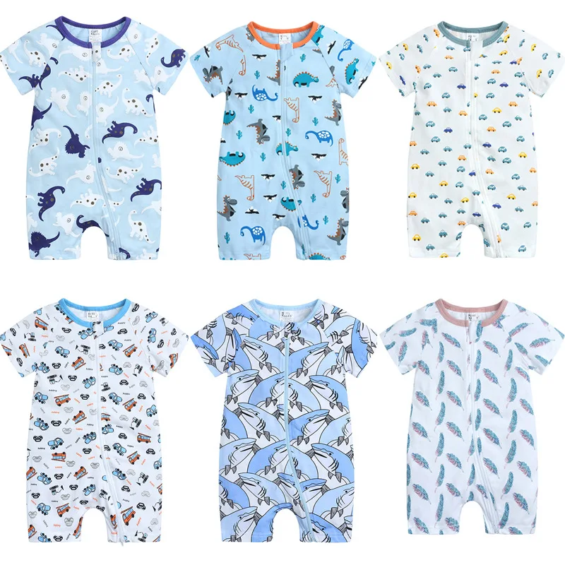 

2021 Cute Cartoon Spring Baby Romper Newborn Baby Clothes Kids Short Sleeve Sleepwear Cotton Boys Clothes Baby Girls Romper