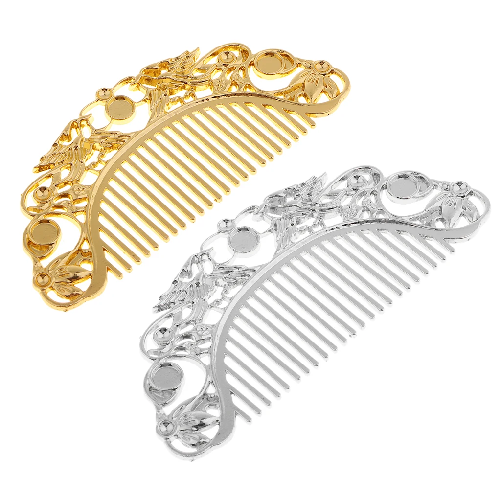 silver color Golden Color Round Cabochon Bezels Blank Hair Side Comb Cabochon Clip Hair Pin Clip Barrette Blanks Hairpin Findings