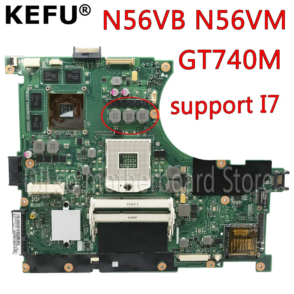 KEFU N56VB материнская плата для ноутбука ASUS N56VM N56VB N56VV N56VZ Материнская плата ноутбука REV2.0 N56VB GT740M 2G поддержка I7