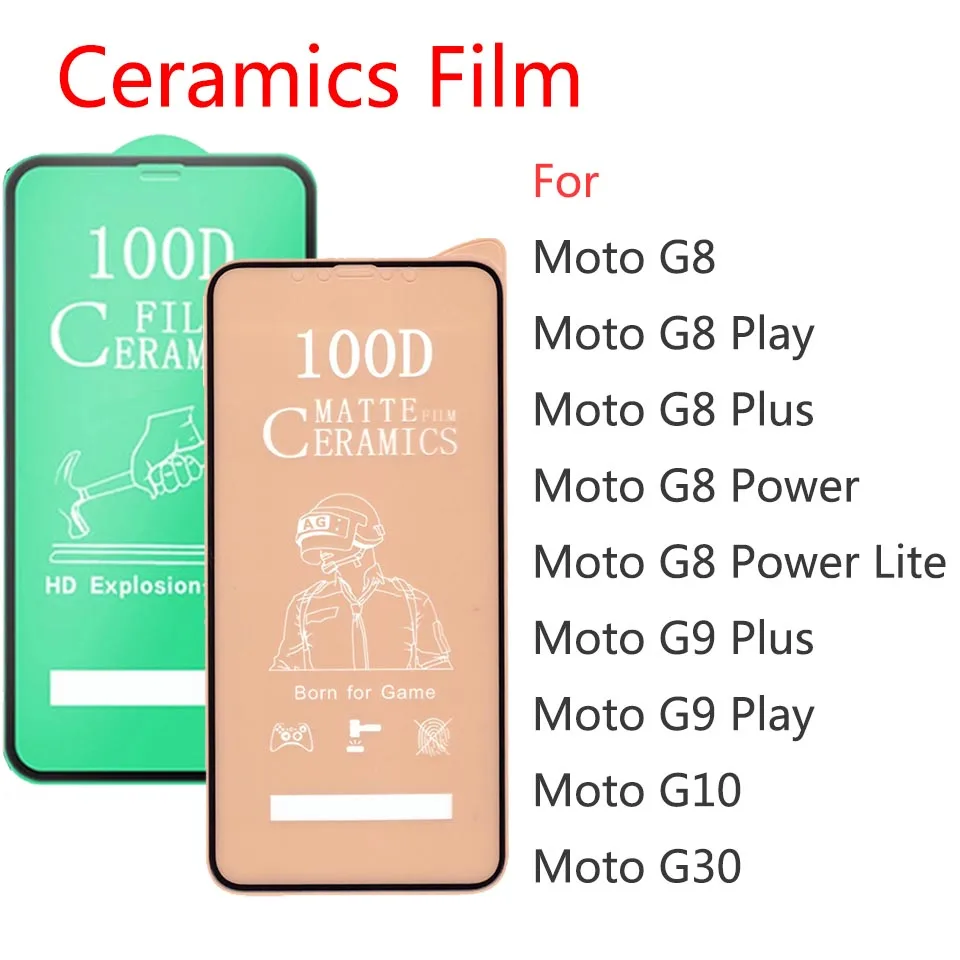 50Pcs\Lot Full Cover Soft Ceramic Tempered Glass For Motorola Moto G8 G9 Plus Play Power Lite G10 G30 Screen Protector Film