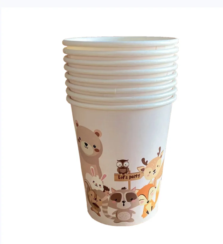 8pcs Paper Jungle Animal Style Cups, Disposable Tableware For Holiday  Birthday Wedding Party Table
