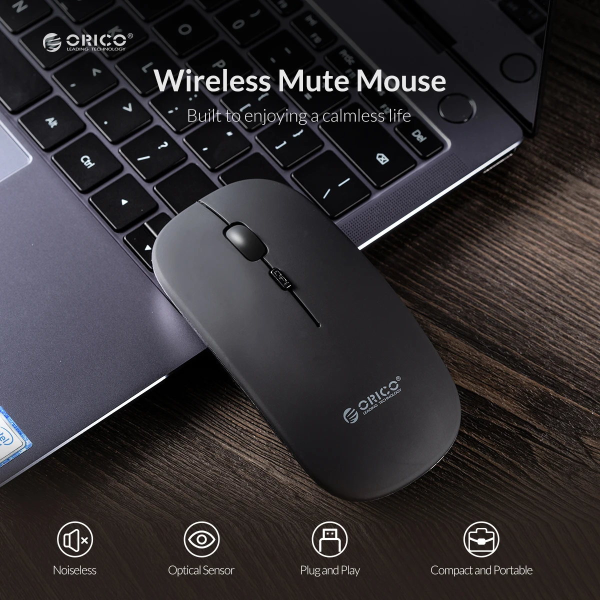 Беспроводная мышь ORICO, перезаряжаемая компьютерная, 1600 dpi, регулируемая, 2,4 ГГц, USB мышь, бесшумная, USB, оптическая мышь, эргономичная, для ПК, ноутбука