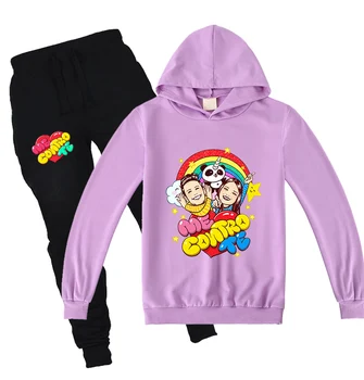 

Me Contro Te Long Sleeve Hoodie Pant Set Boys Girls Clothes Spring Children Hooded Printing Cartoon Sweatshirt Pants 2pcs Sets