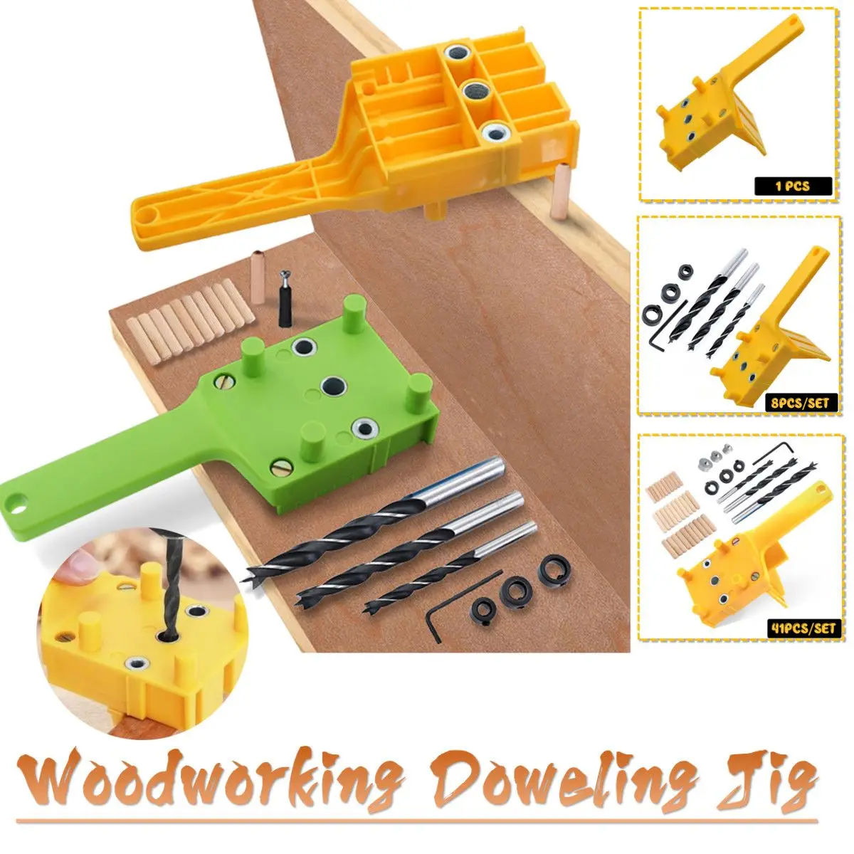 

Doweling Jig 6/8/10mm Handheld Pocket Hole Jig Set Woodworking Wood Dowel Self-Centering Puncher Drill Guide Locator Jig 2 Color