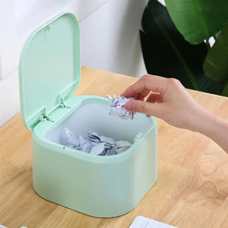 

1pcs Mini Double-layer Waste Bins Multi-function Pressure Capped Desktop Trash box Can Kitchen Office Garbage Storage Bucket