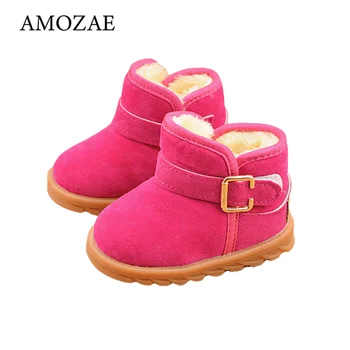 

New Winter Kids Shoes Girls Snow Boots Plush Warm Flock Leather Waterproof Outdoor Children Boot Student Fashion Boy Ankle Boot