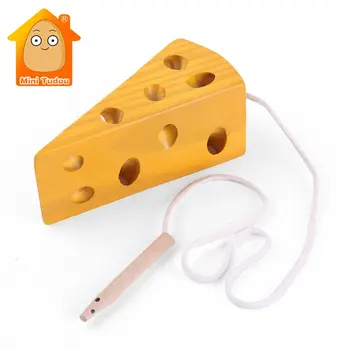 

Kids Wooden Mouse Thread Cheese Toy Funny Kindergarten Teaching Math Game Early Learning Educational Toys For Children