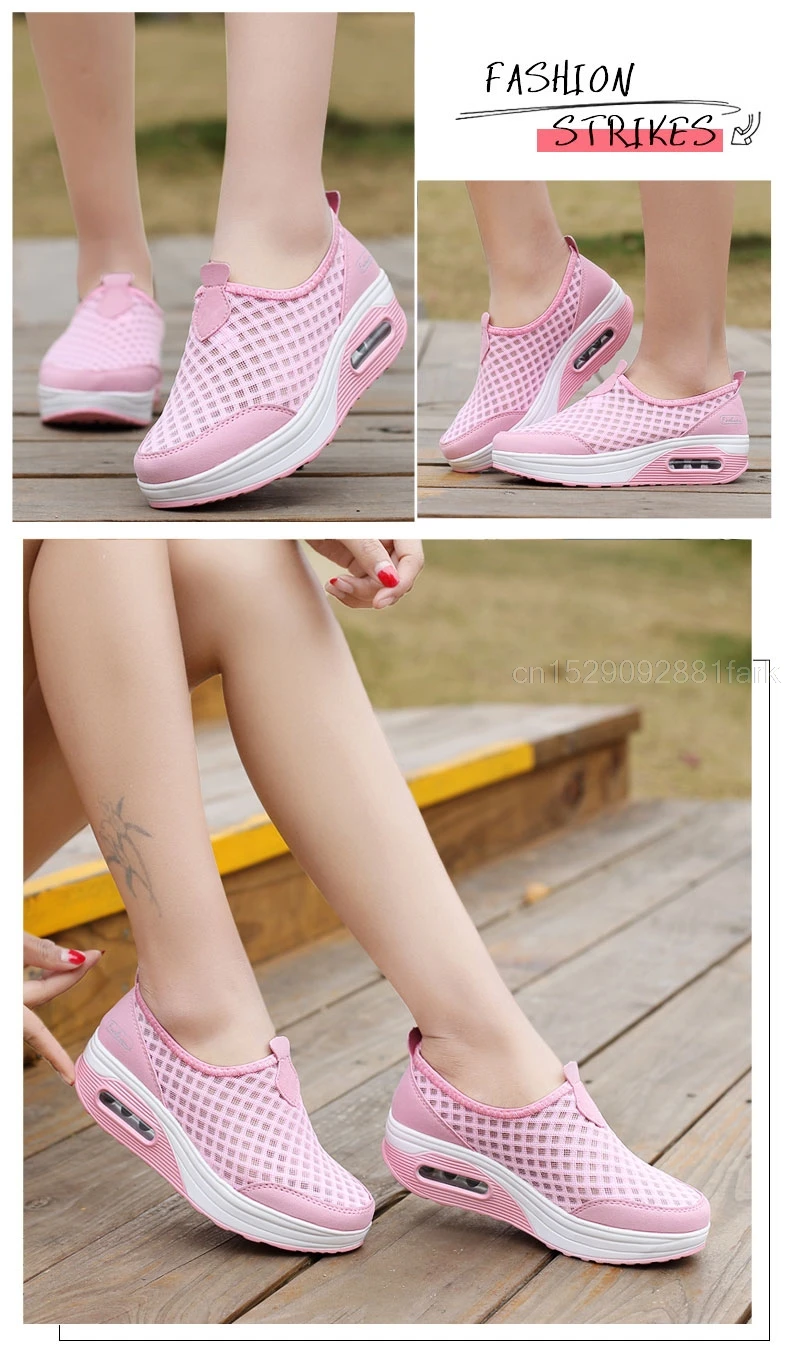 Toning Platform Slip On Breathable Height Increasing Shoes