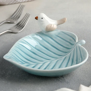 

Platter 15.5 × 15.5 cm "Bird on a leaf", blue