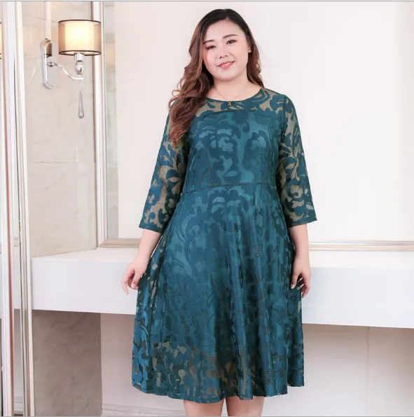 4xl-10xl размера плюс кружевное платье женское весеннее элегантное модное платье с рукавом три четверти тонкое вечернее платье длинное платье fw730 - Цвет: Синий