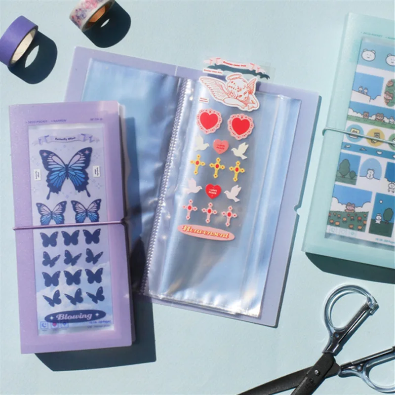 30Pocket Sticker Storage Book Spiral Booklet Folder Idol Card Decorative Storage Stickers Volumes Filing Products Insert