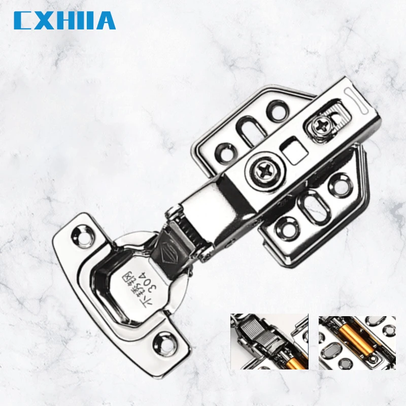 Утолщенный гидравлический шарнир CXHIIA из нержавеющей стали 304 для шкафа, двери шкафа, демпфирующая пружина, бесшумная