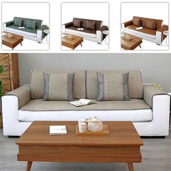 

Combination Sofa Cover Sofa Cushion Summer Bamboo Rattan Mat Ice Silk Non-slip Breathable Living Room Cloth Leather Sofa Cushion