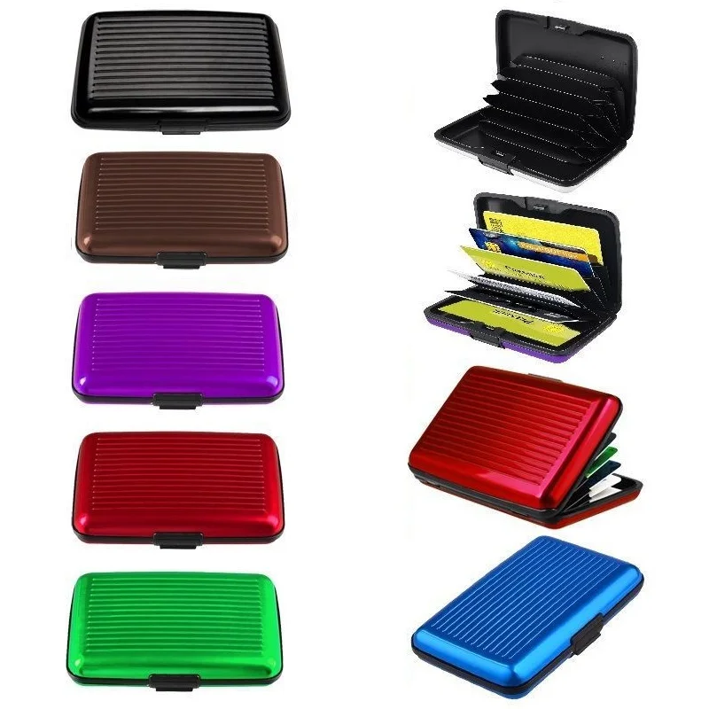 

2019 Brand New 6 Slots Business Credit Card Cover Name ID Card Holder Wallet Box Mini Waterproof Aluminum rfid Cards Case