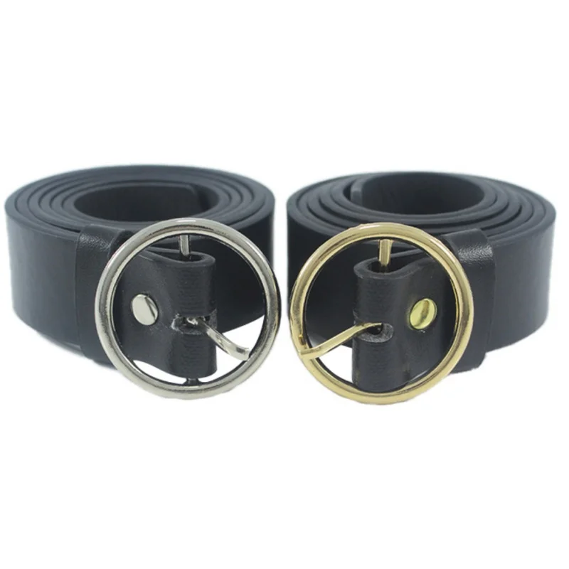 

Black Pu Leather Punk Belt Men Women Casual Round Gold Silver Metal Circle Belts Hot Designer Brand Punk O Ring Leather Belts