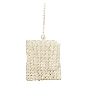 

Ladies Designer Elegant Hand-Knitted Acrylic PVC Pearl Handbags Luxury Shoulder Bags For Women Mini Transparent Crossbody Bags