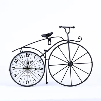 

Retro Bicycle American Creative Alarm Clock Set Table Clock Personality Gift Retro Clock Wrought Iron Home Bedroom Decoration