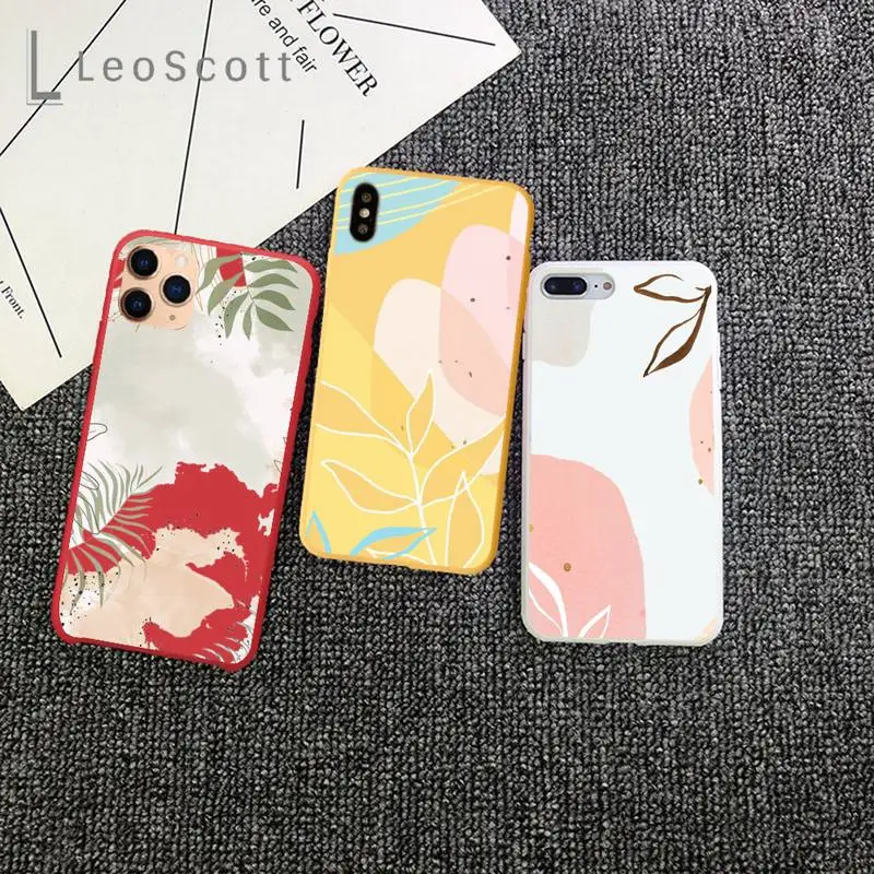 

Memphis textured art leaf retro Phone Case Candy Color for iPhone 11 12 mini pro XS MAX 8 7 6 6S Plus X 5S SE 2020 XR