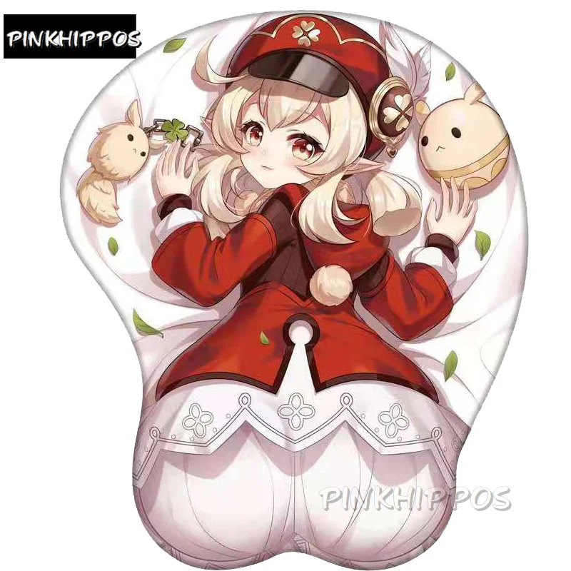 

Силиконовый коврик для мыши pinkhipppos в стиле аниме, подставка для запястья Klee, коврик для мыши 3d