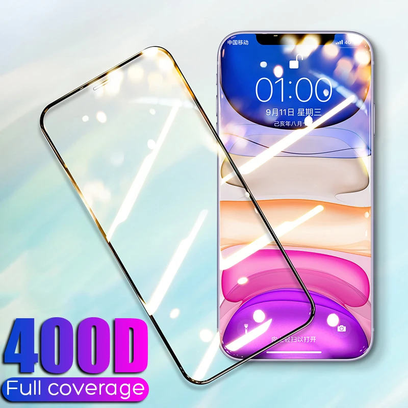 

400D Full Cover Tempered Glass For iPhone 11 Pro Max 6 6s 7 8 Plus Screen Protector Protective Glass on For iPhone X Xs Max XR