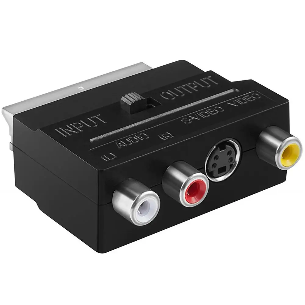 RGB Scart до 3 RCA s-видео адаптер Композитный SVHS AV ТВ аудио для видео DVD рекордер