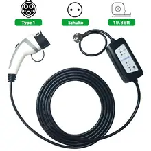 YKS-ESNES J1772 зарядки EVSE 5 м кабель 6A 10A 12A adustable schuko Разъем для ev Тип зарядного устройства 1