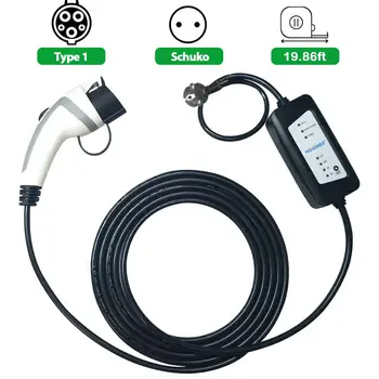 

YKS-ESNES J1772 Charging EVSE 5m cable 6A 10A 12A adustable schuko plug for ev charger type 1